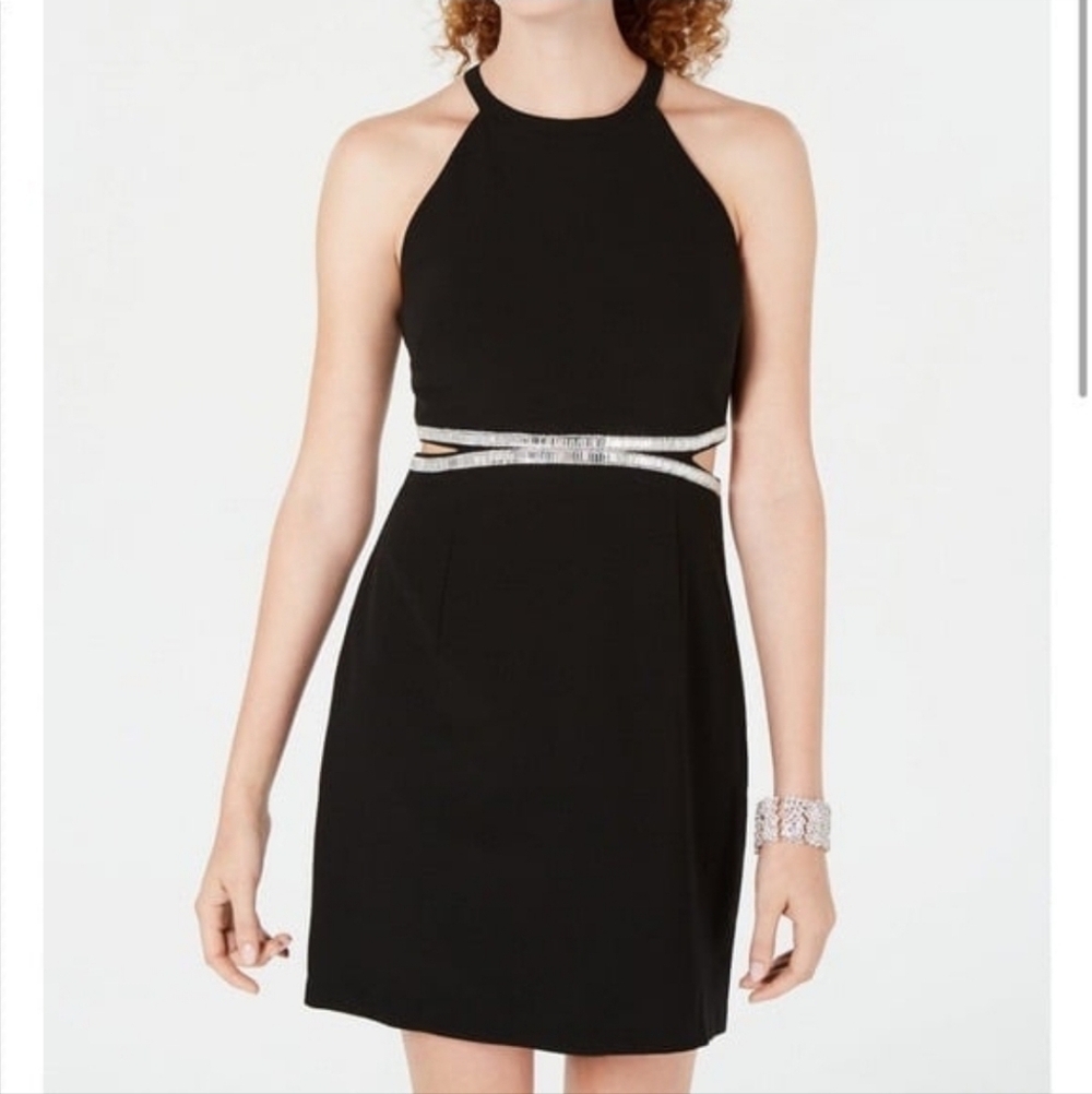 Winsor Women's Juniors Black Embellished Cutout Bodycon Dress Size 5